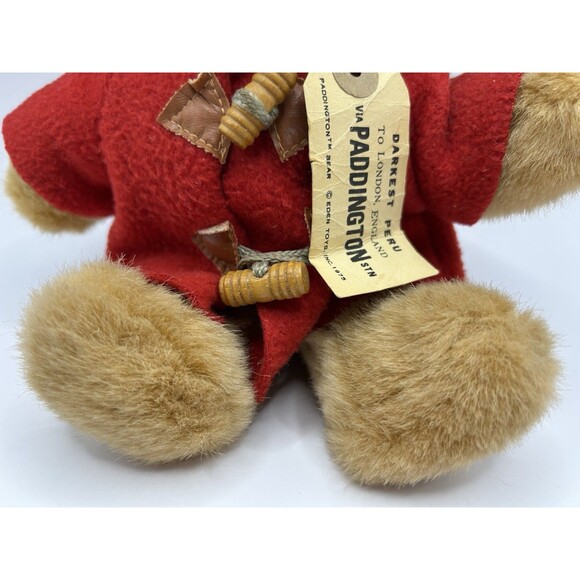 Vintage Eden Paddington Bear Plush Toy Doll w Tag Red Coat 1988 Stuffed Animal - Picture 7 of 16